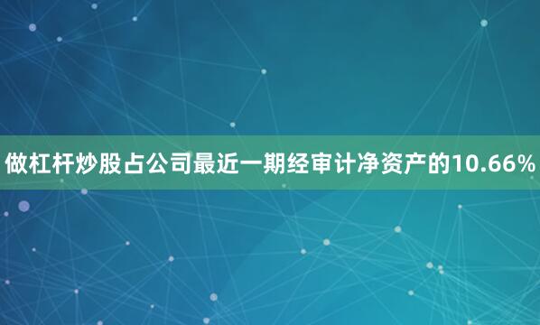 做杠杆炒股占公司最近一期经审计净资产的10.66%